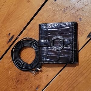 Brighton Black Croc Skin Convertible Purse Wallet
